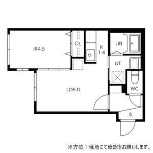 エレンディル(1DK/4階)の間取り写真