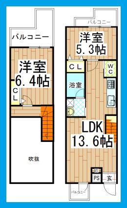 ビライシイ(2LDK/5階)の間取り写真