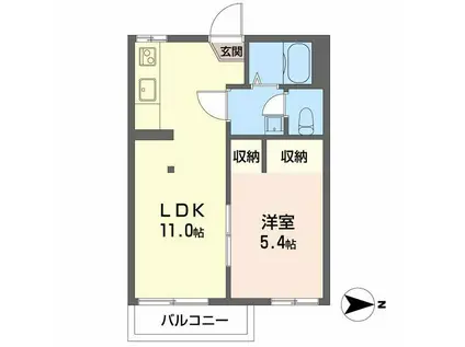 フレグランスコート佐野(1LDK/1階)の間取り写真