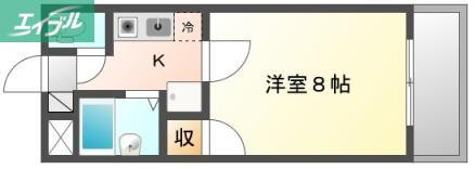 パルミラ津高(1K/3階)の間取り写真