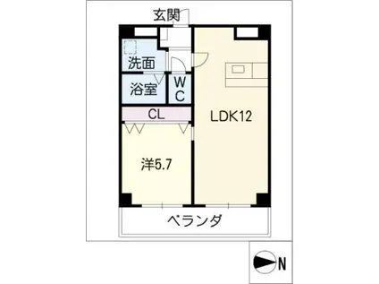 ハイシティーやの(1LDK/3階)の間取り写真