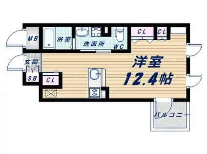 RIDGE北堀江(ワンルーム/4階)の間取り写真