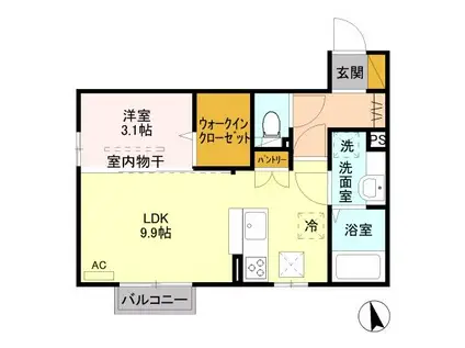 POLAR STAR(1LDK/1階)の間取り写真