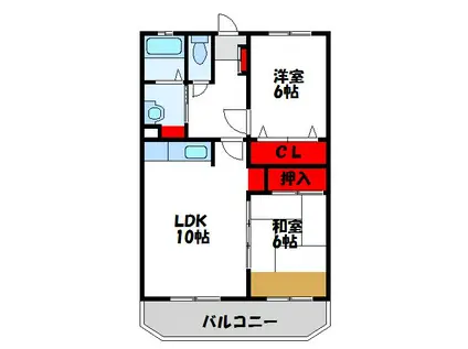 安部ビル2003(2LDK/4階)の間取り写真