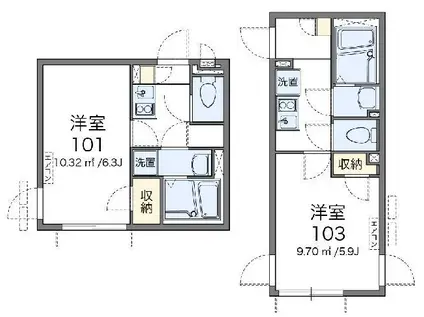 レオネクストルミネスI(1K/1階)の間取り写真