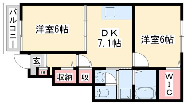 ラブリーコート(2DK/1階)の間取り写真