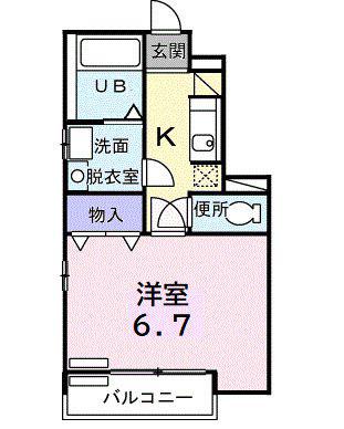 ドミール湘南A(1K/1階)の間取り写真