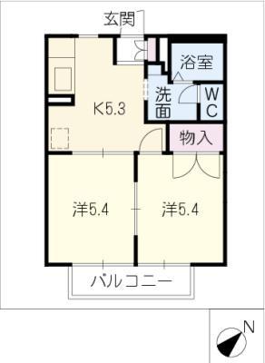 フレグランス小島B(2K/1階)の間取り写真