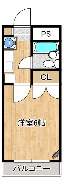 エトワール矢城B棟(1K/1階)の間取り写真