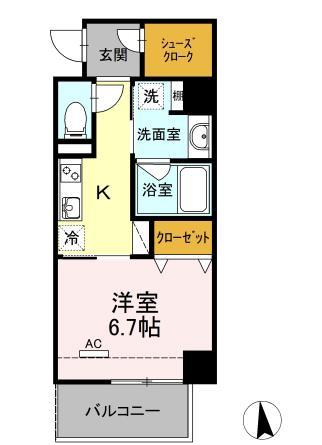 プランドール東岡崎(1K/4階)の間取り写真