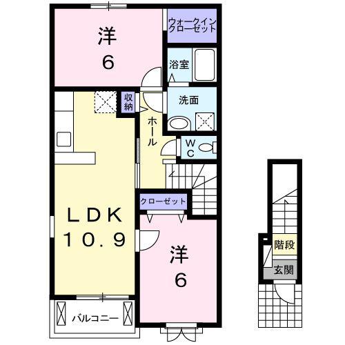 ヴィラージュ リジエールB(2LDK/2階)の間取り写真