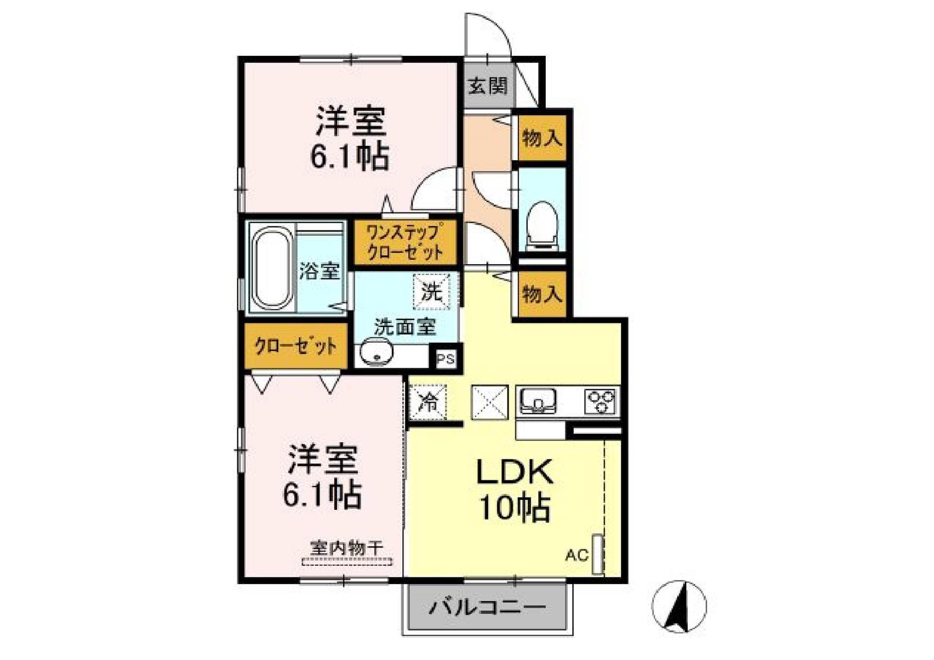VENT VERT(2LDK/1階)の間取り写真
