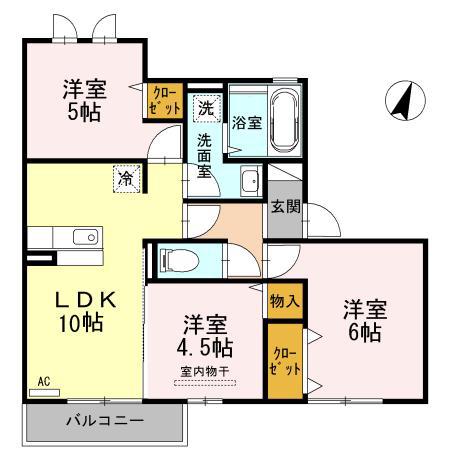ボヌール千田 A棟(3LDK/2階)の間取り写真