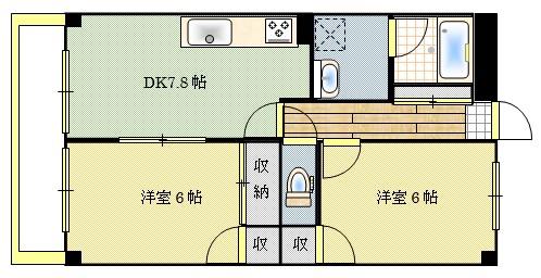 パークサイド西町(2DK/3階)の間取り写真