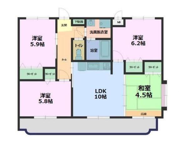 グランデル C(4LDK/1階)の間取り写真