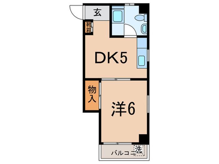 川口ビル(1DK/3階)の間取り写真