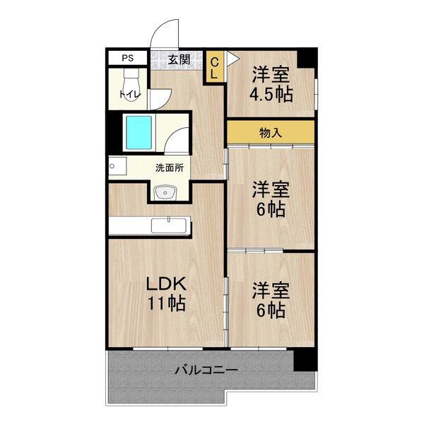 テンフォーティー(3LDK/4階)の間取り写真