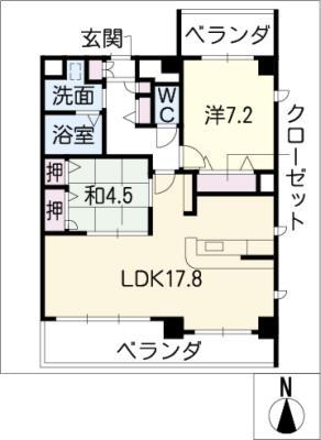 サニーサイド東山 A棟(2LDK/3階)の間取り写真