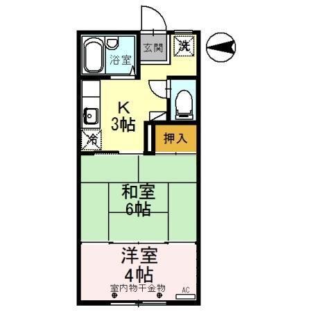 リバーサイドKM(2K/2階)の間取り写真