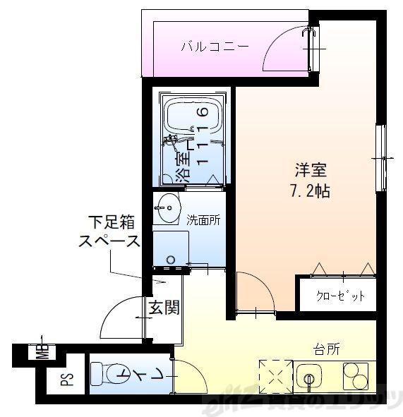 フジパレス下新庄駅南II番館(1K/1階)の間取り写真