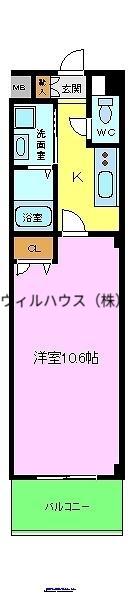 TKアンバーコート野尻(1K/2階)の間取り写真