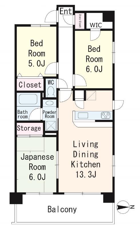 CASA DEL MARE(3LDK/2階)の間取り写真