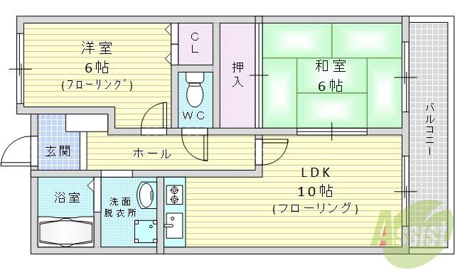 山田マンションビューテラス(2LDK/4階)の間取り写真