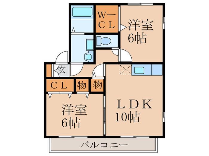 リバーサイドフォレストA(2LDK/2階)の間取り写真