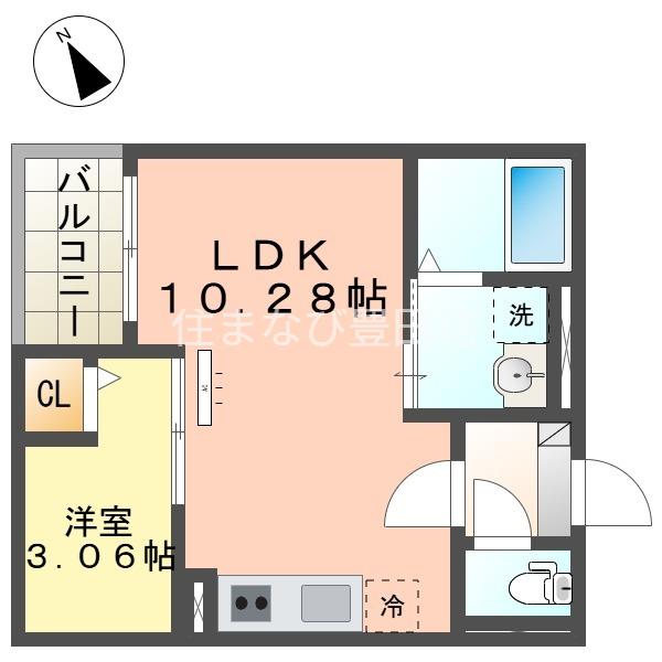 JACK MIYUKIHOMMACHIIII(1LDK/2階)の間取り写真