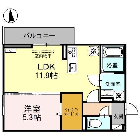 クロッシア住吉町(1LDK/2階)の間取り写真