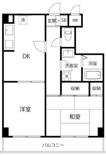 DELCCS山吹神楽坂(2DK/9階)の間取り写真