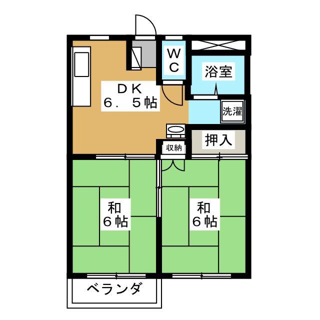 POPS(2DK/3階)の間取り写真