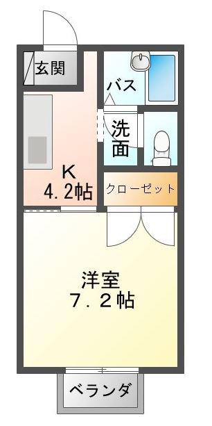 ディアス徳常(1K/2階)の間取り写真