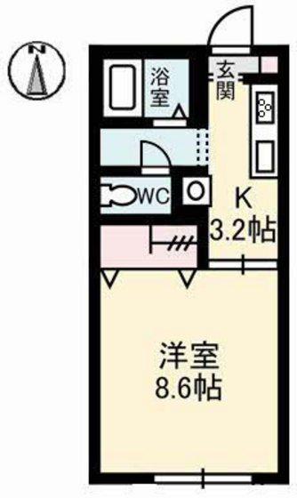 プラッツ21B(1K/1階)の間取り写真