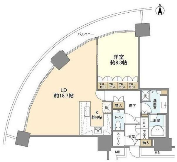 エムエムタワーズフォレシスR(1LDK/11階)の間取り写真