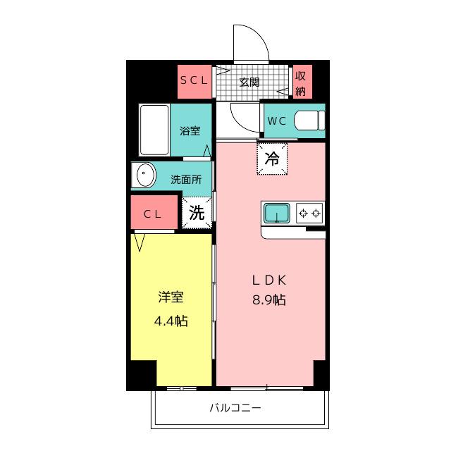 セラヴィ箱崎(1LDK/4階)の間取り写真