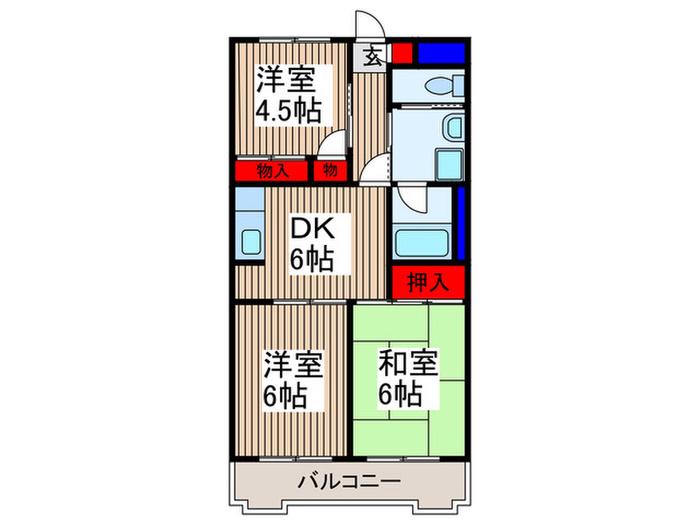 K´Sガーデン小手指(3DK/3階)の間取り写真