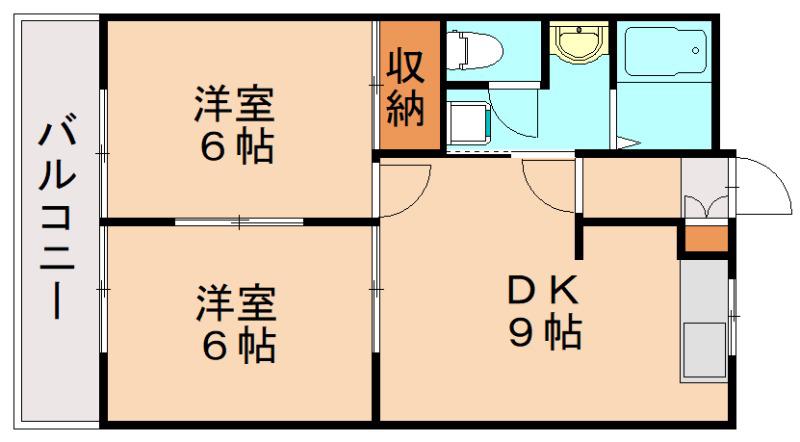アネックスA(2DK/2階)の間取り写真