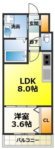フィアスコート北助松II(1LDK/3階)の間取り写真