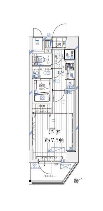 レガリス愛宕御成門(1K/8階)の間取り写真