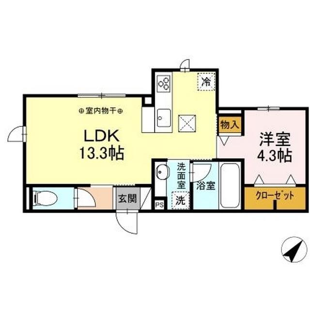 D CREST 相生(1LDK/1階)の間取り写真