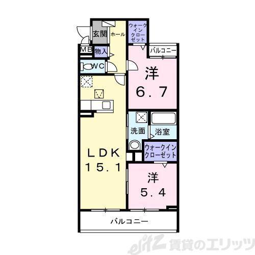 ジーアンビエンス(2LDK/1階)の間取り写真