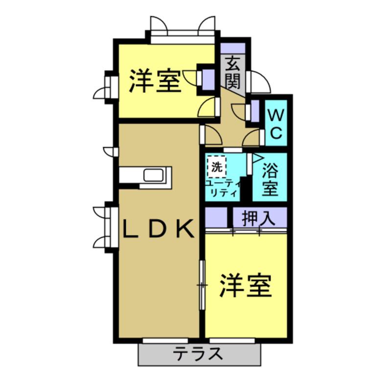 ラフォーレ柊(2LDK/1階)の間取り写真