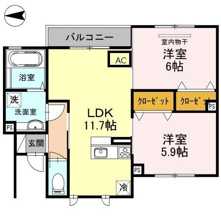ソフィアコート伊保崎(2LDK/1階)の間取り写真