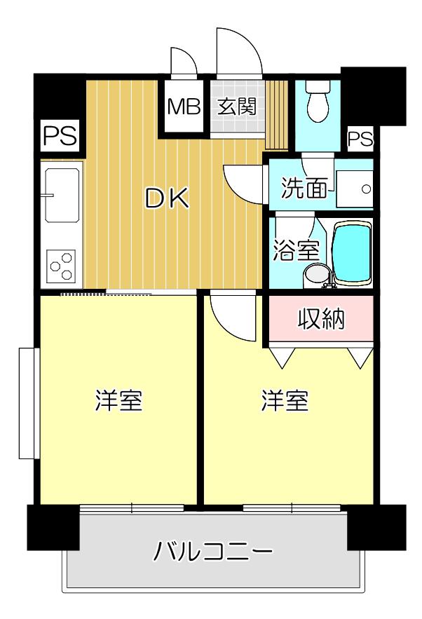ロマネスクマンション(2DK/7階)の間取り写真