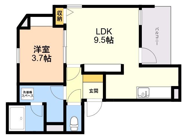 グランメゾンJR二日市西(1LDK/1階)の間取り写真