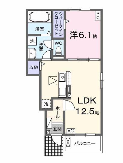 エス ウィステリア I(1LDK/1階)の間取り写真