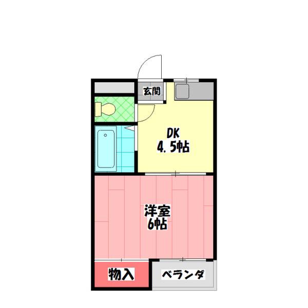 サニーヴィレッジ(1DK/3階)の間取り写真