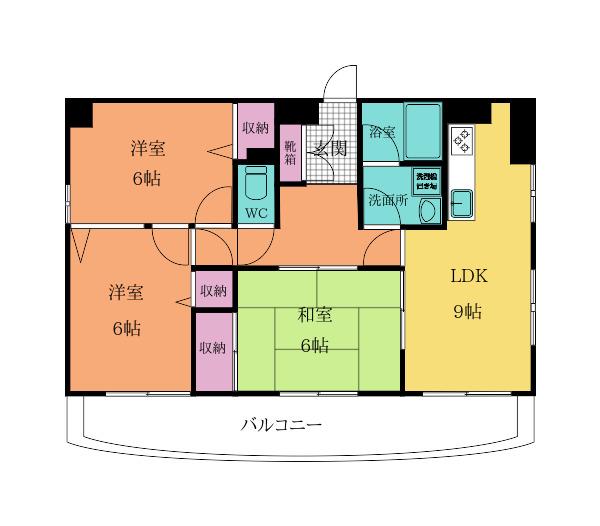 パレス西小倉(3LDK/11階)の間取り写真