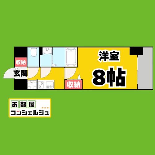 L&Cレジデンス鶴舞公園(1K/15階)の間取り写真